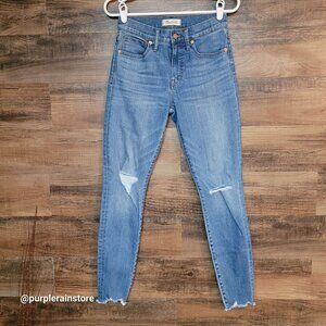 Madewell Jeans 26 Skinny 9" High Rise Tummy Control Raw Hem Frankie Wash J6523